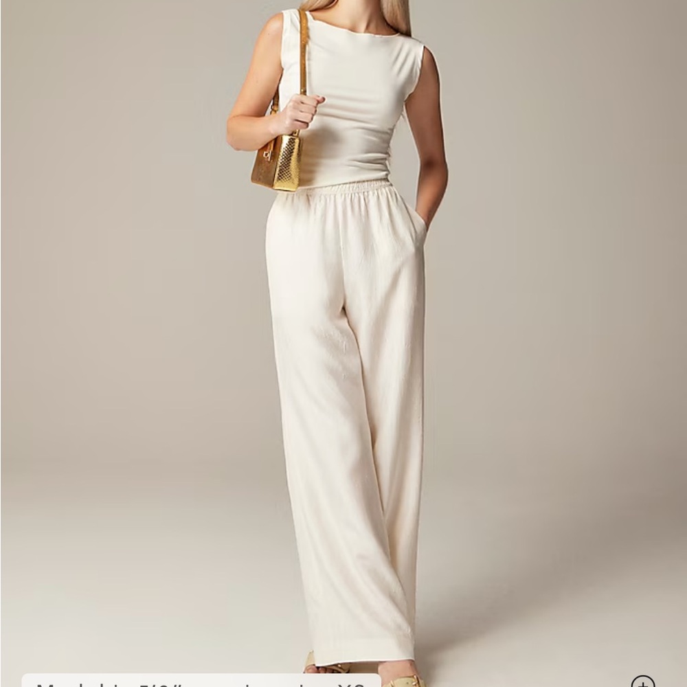 J. Crew Cream Stratus Pant - Wide Leg Women's Pants
